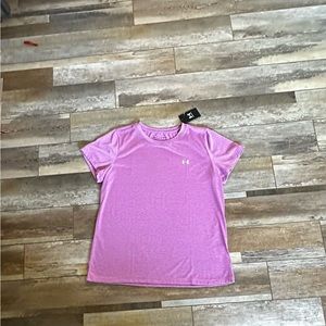 UNDER ARMOUR NEW FITNESS TOP FUSCHIA STRIPE ADULT ADULT XL LOOSE FIT